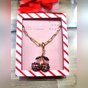 A New Day Gold Cherry Necklace **BRAND NEW IN BOX**